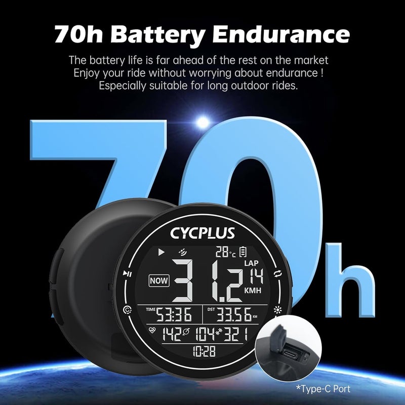 CYCPLUS GPS Bike Computer, Wireless Cycling Computer, ANT+ Bluetooth Bicycle Speedometer Odometer IPX6 Waterproof, Rechargeable with 2.5″ Screen for Bikers Outdoor Cycling (New Upgraded) - Image 5